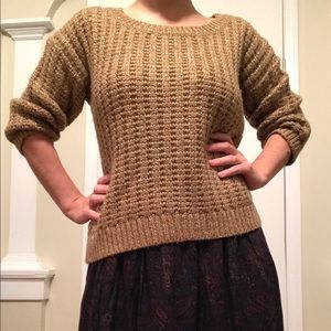 Club Monaco Oversized Chunky Sweater Gold Sparkle